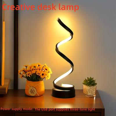2 spirálové stolní lampy: moderní geometrický design, stmívatelné, napájené přes USB, vhodné do ložnic, pracoven, obývacích pokojů a jako dárky