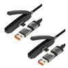 240W Fast Charging Type C & USB 65W 2 In 1 Braided Cable With Invisible Bracket For Phones Tablets Laptops Gaming