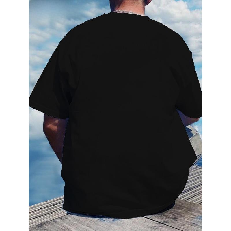 European Sizes Men's T-Shirt with Edgy Gothic Streetwear Design - Short Sleeve Round Neck Tee, Skull & Bone Print for Casual Wear, Gym