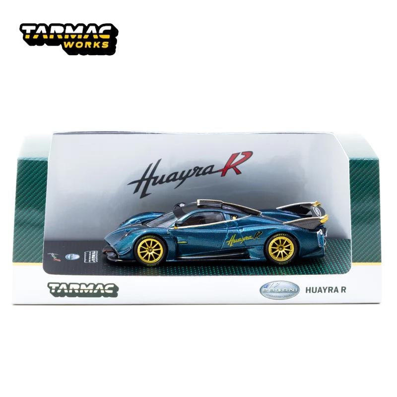 

TW 1:64 Tarmac Works Pagani Huayra R Turquoise Carbon Fiber 2025 US Exhibition Edition Alloy Car model