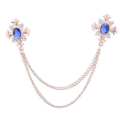 1 Stück Europäische und Amerikanische Fransen Strass Kreuz Kragenkette Herren Corsage Damen Hemdkragen Accessoires Brosche Personalisierte Kragennadel