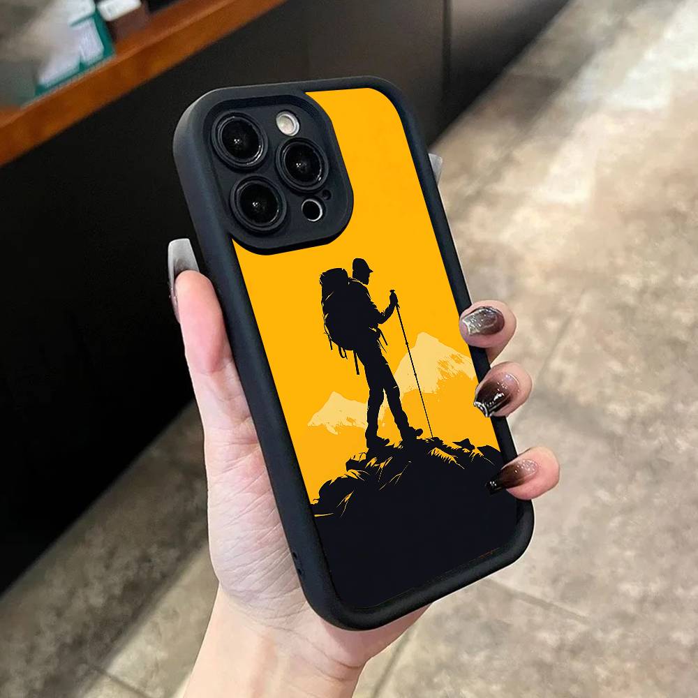 2026 Hikers Phone Case For iPhone 17,16,15,14,13,12,11,Pro,Max,Plus,X,XS,SE4,E,Mini Black Thickened border Case