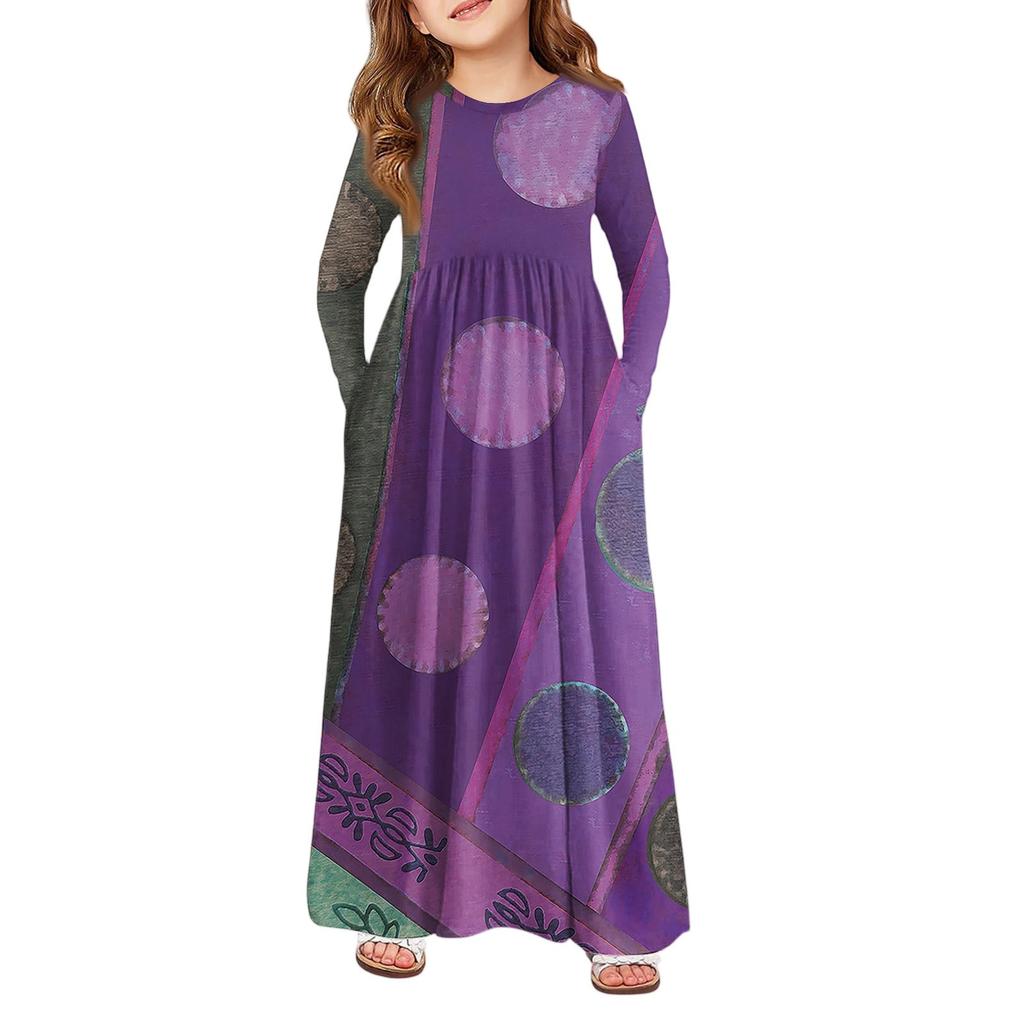 Girls' Maxi Dress - Long Sleeve Pocket Dress