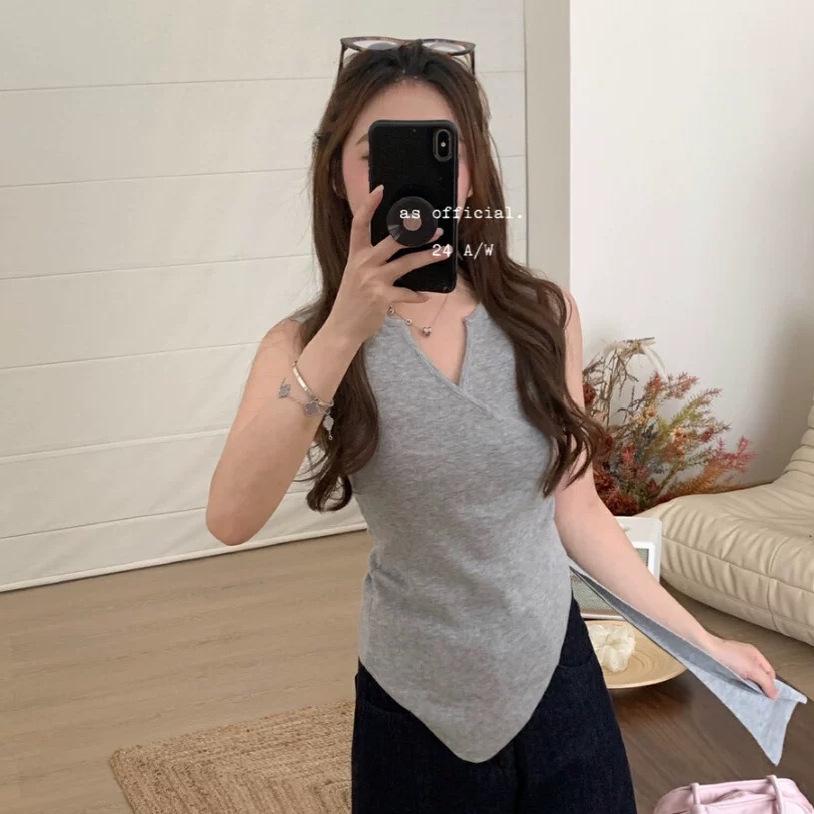 Irregular Ribbon V-Neck Camisole: Women's Chic Summer Slimming Top