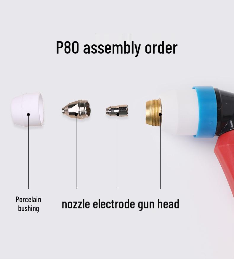 Jasic P80 Plasmaschneider Düse Elektrode mit LGK100/120 Brennerhaube und Zubehör
