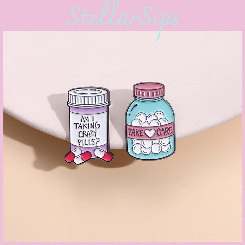 Kreative Cartoon-Bonbonflasche Metallbrosche für Kleidung und Taschen in einzigartigen Stilen