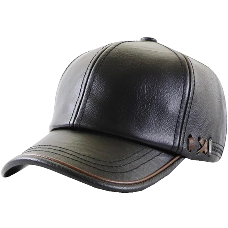 

[White Fang] leather cap hat running outdoor fishing golf men s ladies CA746 (black)