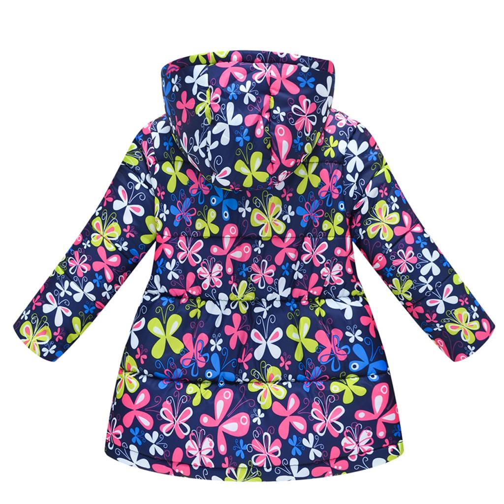 Toddler Kids Baby Girls Boys Floral Hooded Winter Warm Hooded Windproof Coat