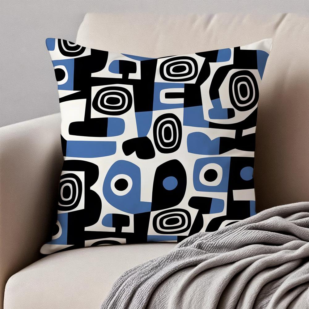 Vintage Retro Geometric Shading Background Cushion Cover Pillowcase Antidustmite Invisible Zipper Short Plush Sofa Cushion
