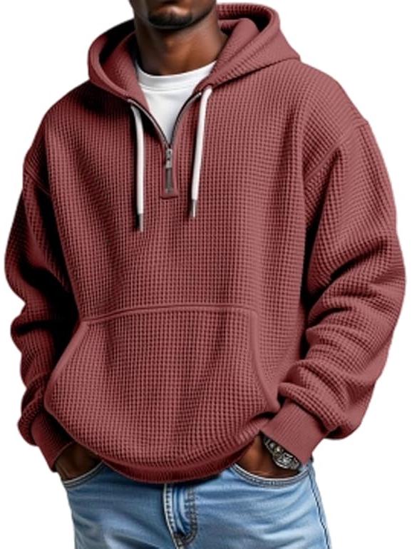 2025 Men's 3D Print Zipper Hoodie Sweatshirt – Waffle Pattern