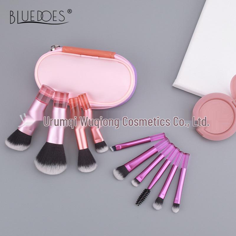Crystal Handle 10-Piece Mini Makeup Brush Set: Portable Travel Contouring, Eyeshadow & Powder Beauty Tools.