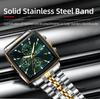 Business Quartz Watch Men Gold White Chronograph Dress Wristwatch with Stainless Steel Band Auto Date Luminous Hands 24-hour