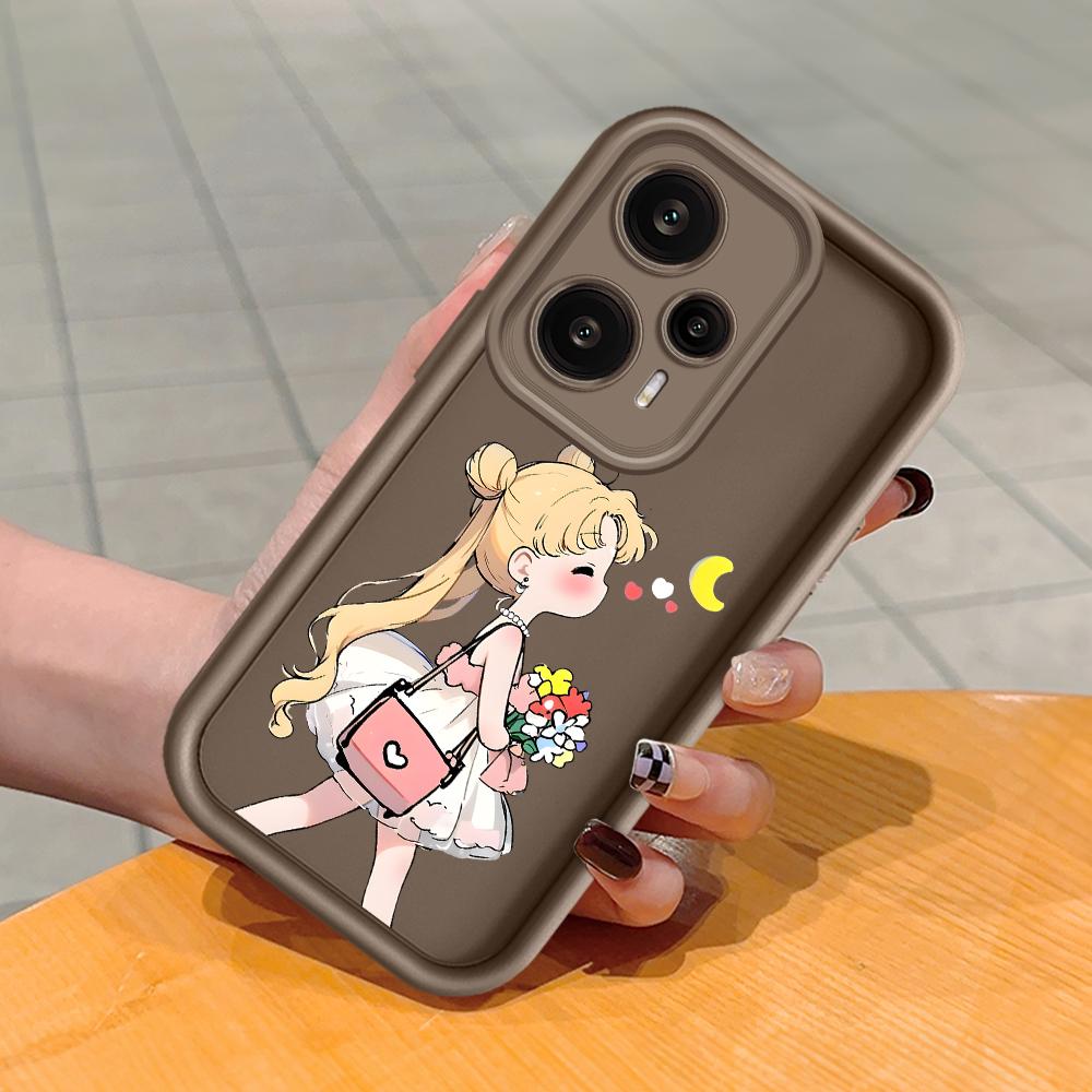 

Мягкий силиконовый квадратный чехол с рисунком лестницы для телефона, полное покрытие, противоударный защитный резиновый чехол для камеры для Xiaomi Redmi Redmi 12C коричневый