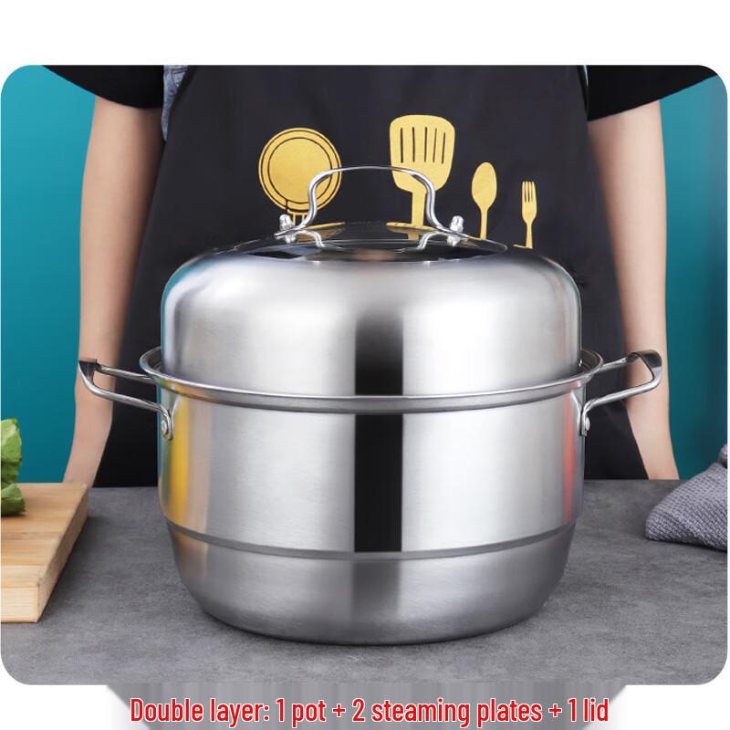 28cm 304 Stainless Steel Double Layer Steamer Pot