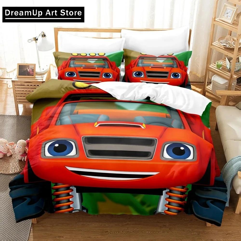 3D Print Blaze N Monster Machines Bedding Set Cartoon Duvet Cover Double Twin Full Queen King Adult Boys Bedclothes Quilt Cover