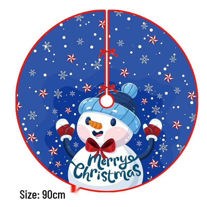 Creative Cartoon Print Christmas Tree Skirt - Festive Home & Party Decoration
