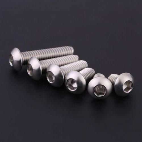 60-Piece M6 Stainless Steel Round Head Hex Socket Bolts with Plastic Case