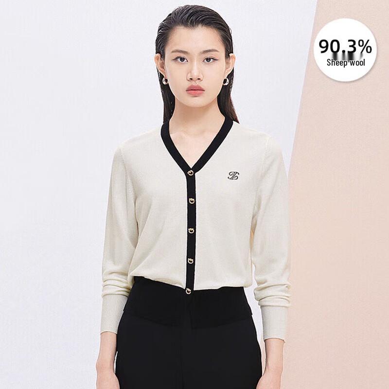 

JESSIE Женский контрастный трикотажный топ с V-образным вырезом и вышивкой букв из смесовой шерсти S