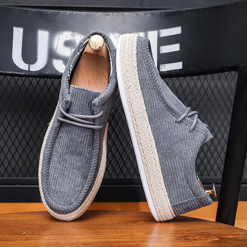 Men's one-pedal lazy shoes corduroy men's shoes casual shoes four seasons round head sailing shoes men's shoes