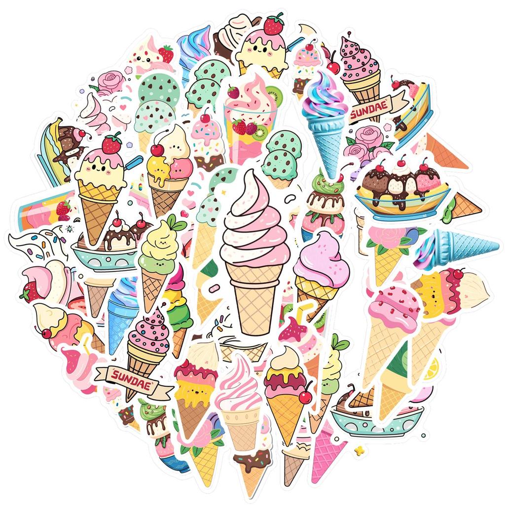 35pcs Playful Dessert Stickers Cartoon Ice Cream Funny Stickers  Stickers For DIY Phone Guitar Laptop Notebook Suitcase