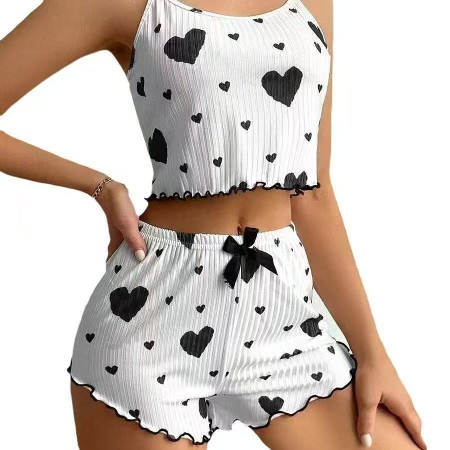 Women's Heart Print Knit Cami & Shorts Pajama Set