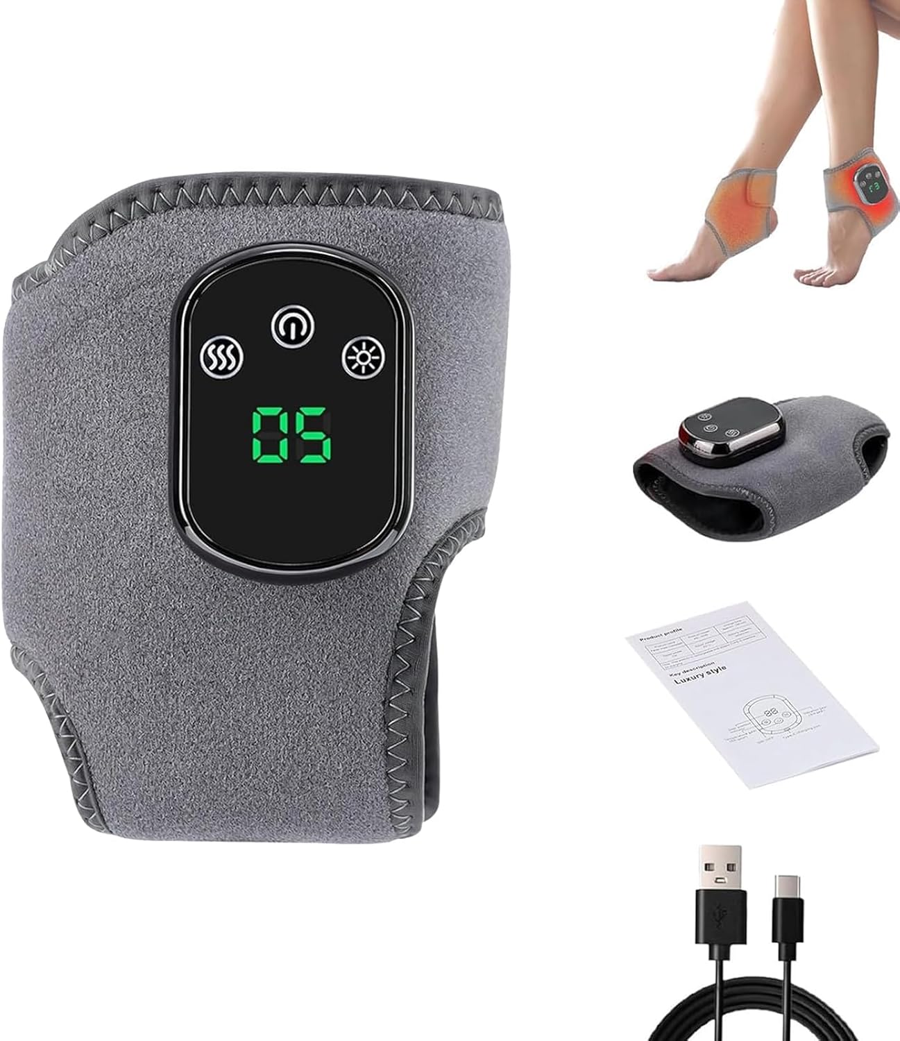 

Портативный массажер для ног 3-в-1 с подогревом и вибрацией, беспроводной для комфорта лодыжек, подъема стопы, пяток дома и в путешествиях (1 кусок)