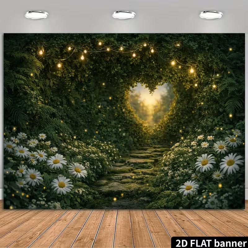 

2D Heart Arch Garden Backdrop, Wedding, Engagement & Fairy Tale-themed Party Photo Booth 47.2x31.5inch/120*80cm