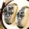 OLEVS Watches Popular Pair Stainless White Gift Pair Watches Couple's - Gift, Watches, Quartz, Stylish, Steel, Easy-to-Read Date, Luminous, & Black,