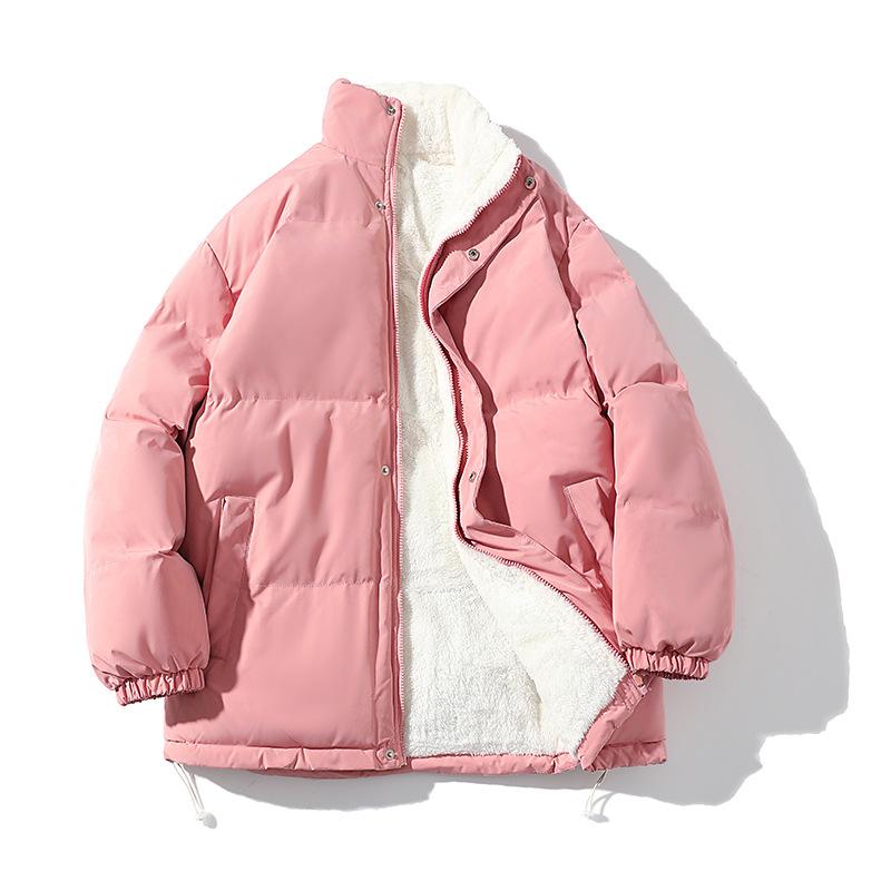 Stand-up Collar Cotton Clothing Men and Women Paragraph Thickened Loose Cotton Jacket Couples Paragraph Cotton Coat Men with Multiple Pockets Design