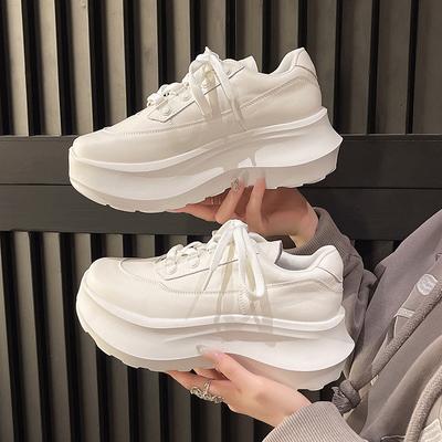 Mode Verhoogde Dikke Zool Dames Witte Schoenen 2024 Herfst Casual Veterschoenen Dames Sneakers Lichtgewicht en Comfortabele Plateauschoenen