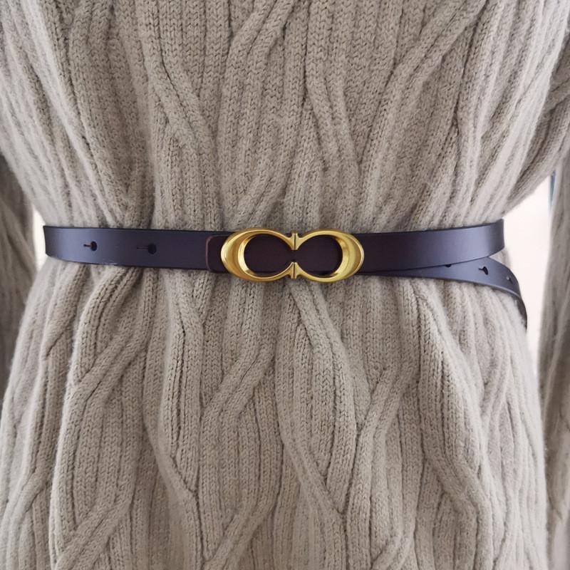 Leather Women Slim Waist Belt With Alloy Pin Buckle For Trendy Outfits Daily