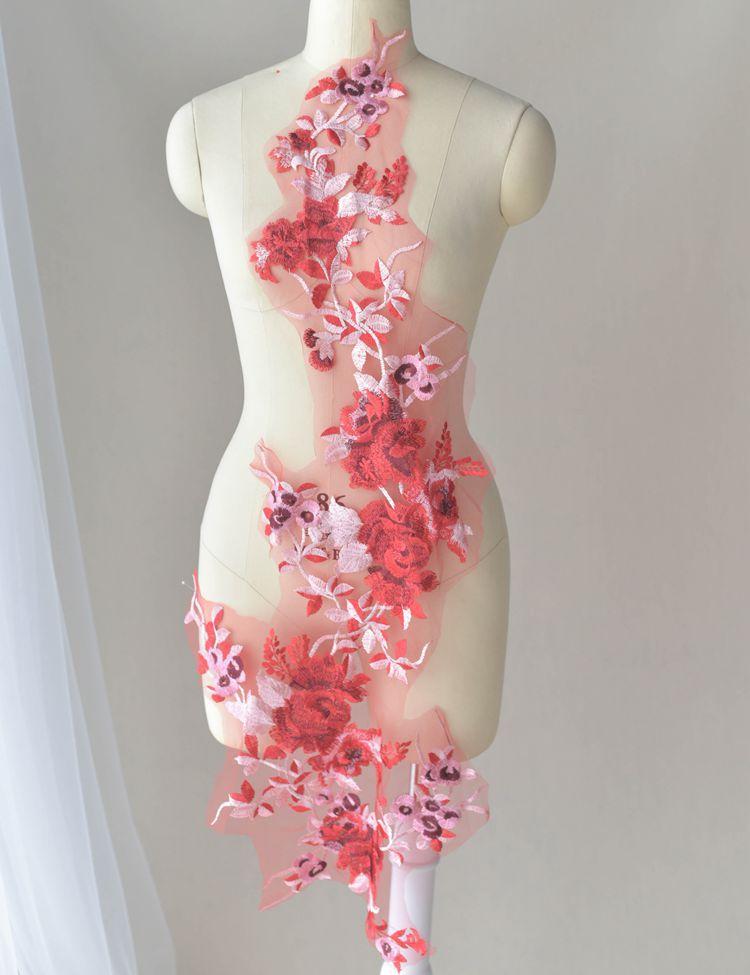 Farblich abgesetzte Spitze Dreidimensionales Blumenkleid Spitze Bühne Handgefertigt DIY Schmuck Kleidung Stickerei Aufkleber