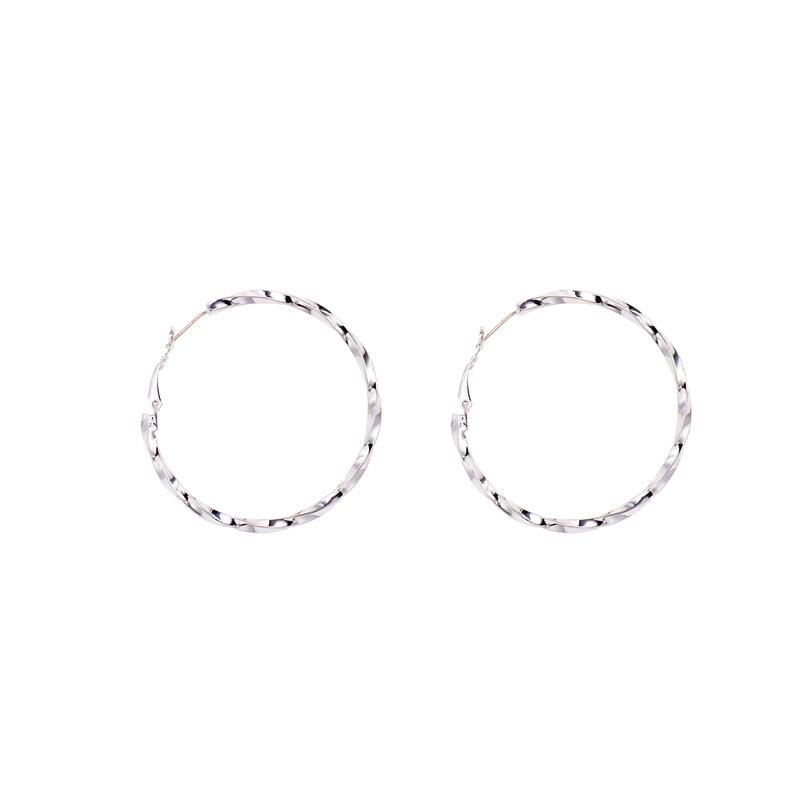 Korean Style Twisted Hoop Earrings - Exaggerated Large Circle S925 Silver Needle for Women