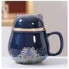 TLAKEHO Lucky Cat Ceramic Tea Infuser Office Mug
