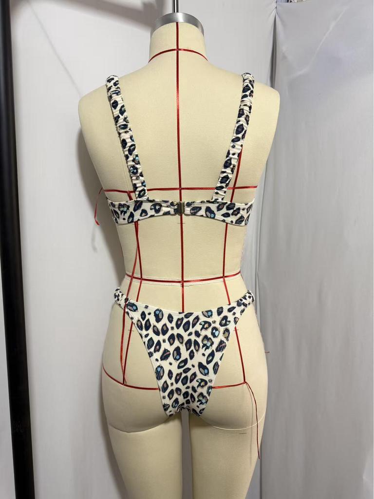 2026 Leopard Print Sexy Bikini Swimwear Set - Women's European & American Split Swimsuit