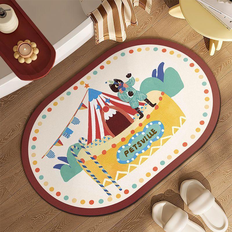 Cartoon Absorbent Non-slip Quick Dry Floor Mat Carpet Diatom Mud Toilet Bathroom Toilet Entrance Bedroom Door Mat