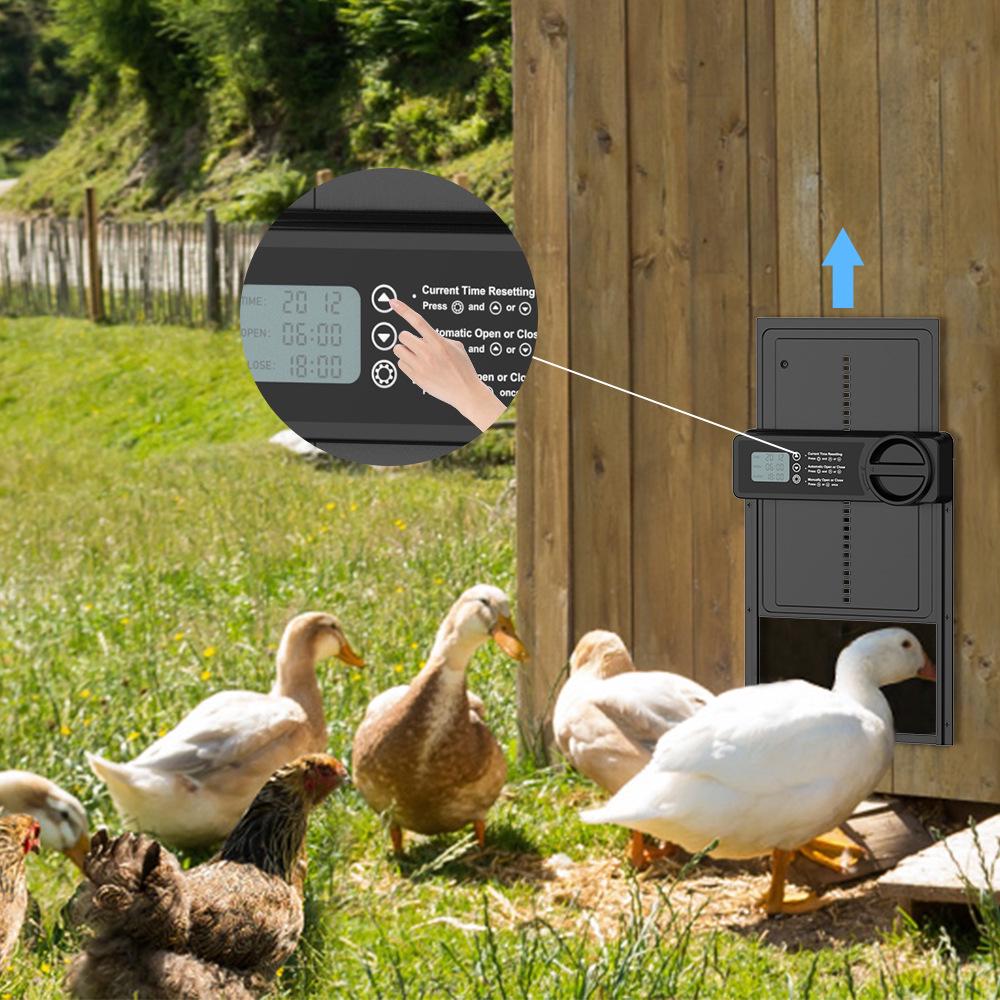 Solar-Powered Automatic Chicken Door: Waterproof Aluminum with Timer & Light Sensor for Coops & Pets