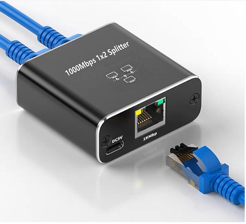 Gigabit RJ45 Network Splitter: 1-to-2 Connector for One-in-Two-out Network