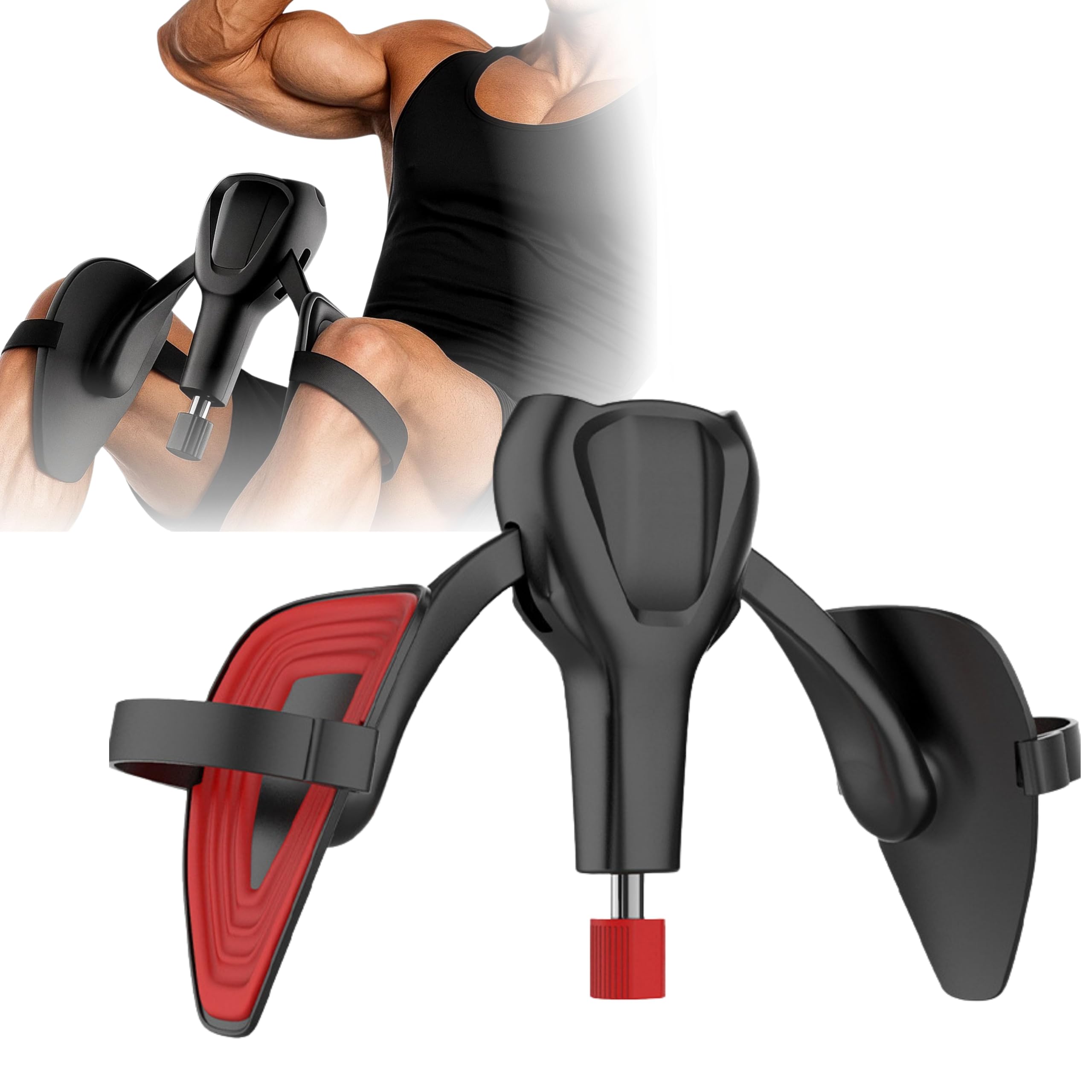 

Тренажер для приводящих мышц бедра East Leaf, подушка EVA с фиксирующей лентой, для ухода за бедрами и тазом [Простой в использовании] (Черный x Красный, 1 шт.)