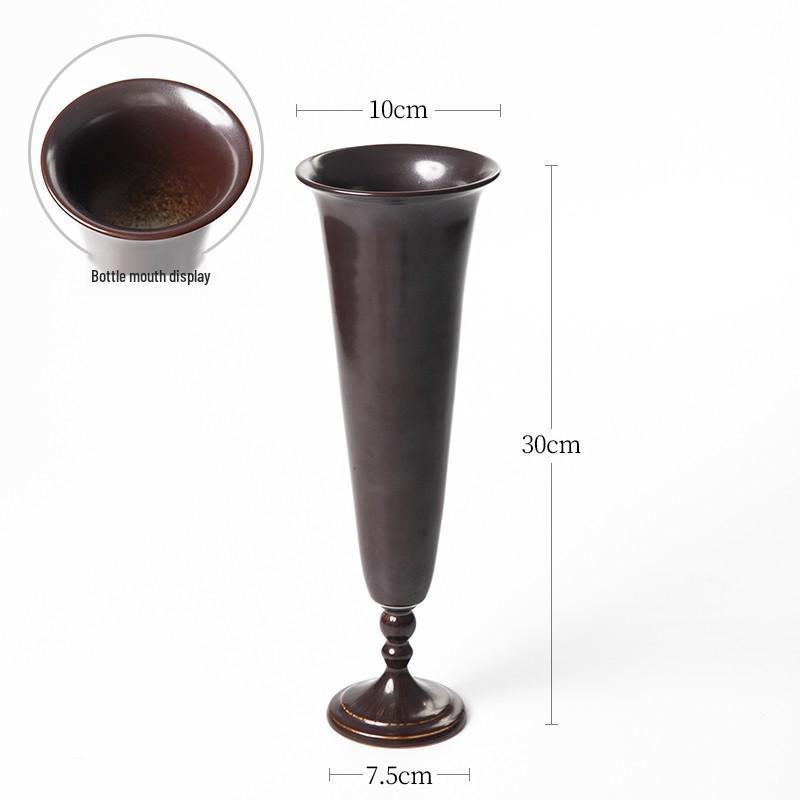 Designer Style Dark Blue Floral High-Footed Porcelain Vase: Chinese Japanese-Inspired Ornament for Living Room