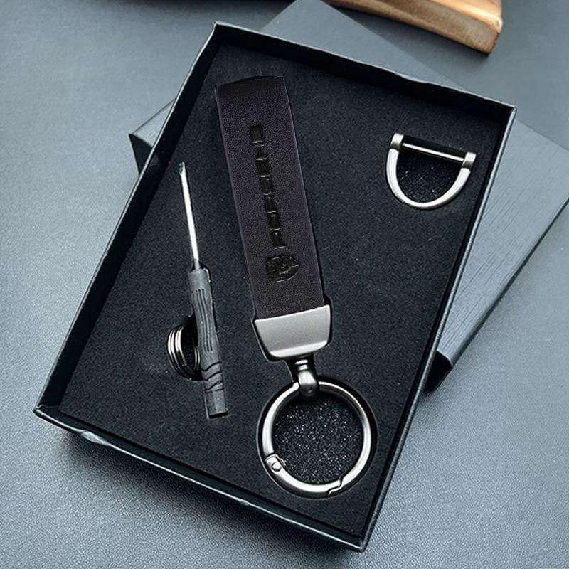 

Car Vintage Leather Keychain Zinc Alloy Key Ring For Porsche 911 718 Taycan Panamera Cayenne Macan Cayman Spyder Carrera Boxster чёрный