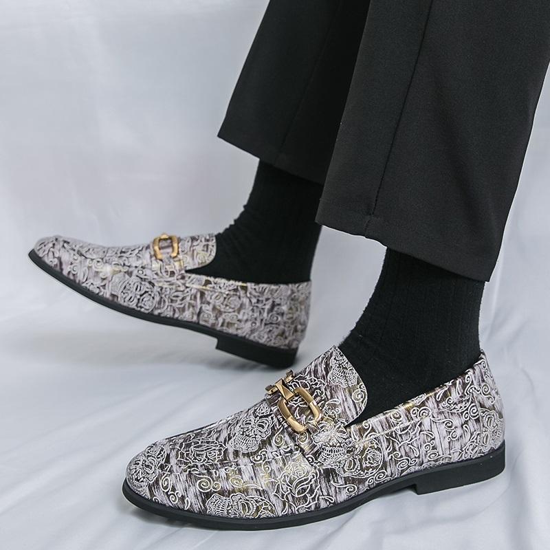 New Wedding Dress Skeleton Pattern Pu Leather Shoes For Men Black Brown Driving Loafers Prom Homecoming Party Footwear Zapatos
