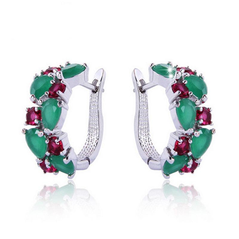 Ohrringe für Damen Schmuck 14K Gold Plated Pendientes Mode Runder Kreis Mosaik Klare Zirkonia Zirkon Stecker DIY Ohrring Schmuck