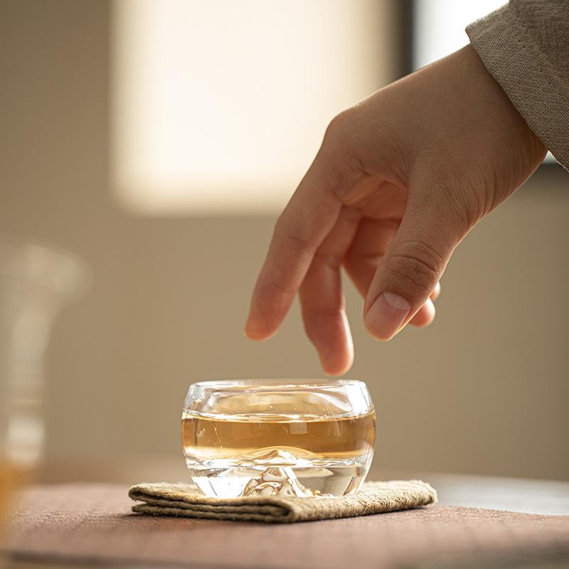 1 Pc Chinese Transparent Glass Tea Cup Handmade Tea Bowl Household Teacup Travel Personal Master Cup Tea Set Accessories 35ml