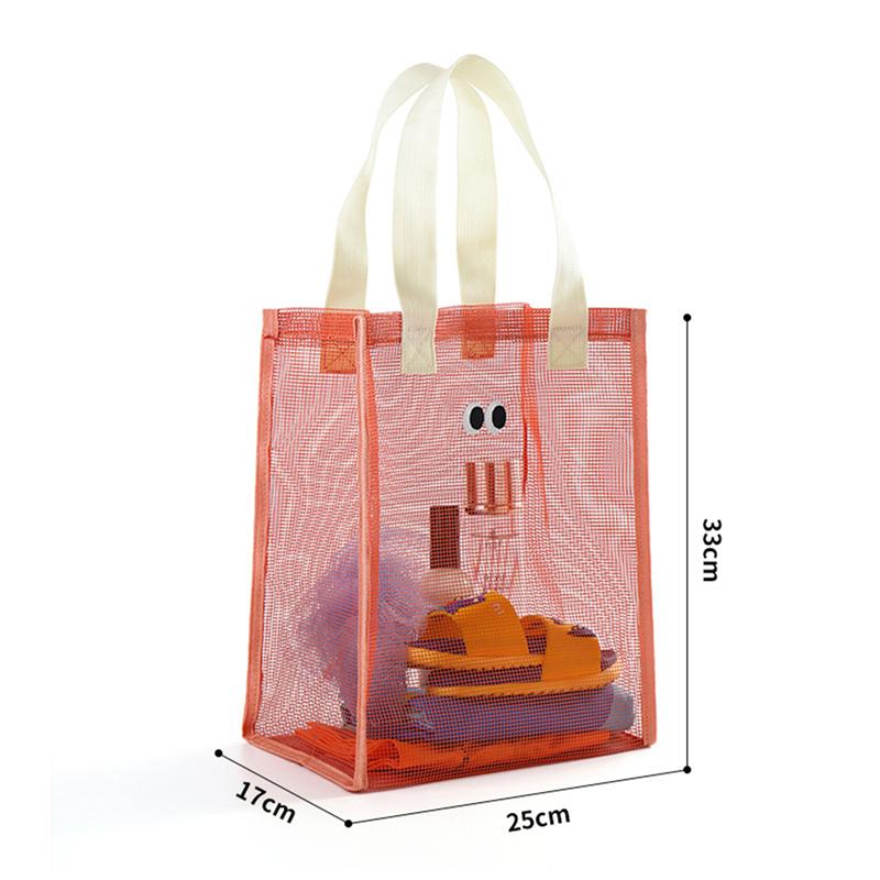 Women Summer Beach Bag Lovely Eye Print Ladies Casual Handbag Tote Bag Large Capacity Mesh Fabric Reusable Swimming Shoulder Bag