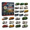 Jouets Tradition de Noël Calendrier de l'Avent Train 24 Jours, Boîte Compte à Rebours avec Mini Véhicule Figurines Festives à Collectionner, Set d'Ornements Acryliques 2D, Cadeau pour