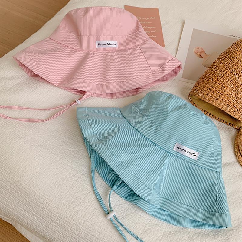 Summer Japanese Stripe Fisherman Bucket Hat for Women - Sun Protection, Versatile, Large Fit for Slimming Effect