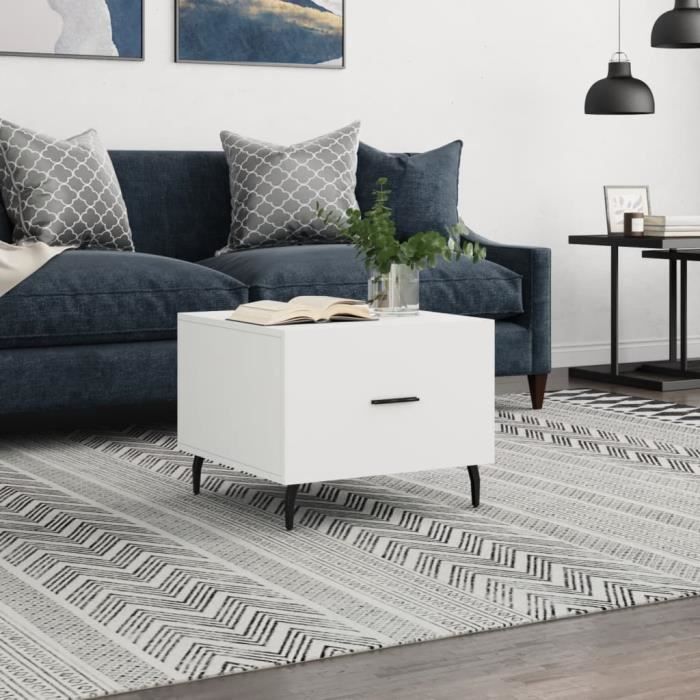 VidaXL Table basse blanc 50x50x40 cm bois d'ingénierie 829428