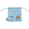 Marushin Drawstring Pouch, Disney Finding Nemo Sparkling Ocean Aurora Fabric, Woven Label, Seagull, Fish, Ocean Creatures Print, Embroidered, Dory,