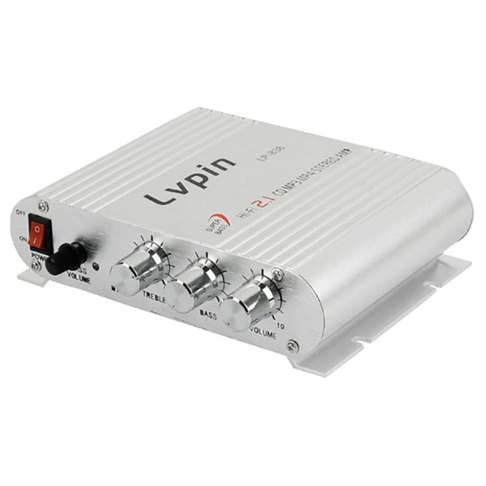 Car Audio Amplifier Lvpin838 Subwoofer 2.1 Channels Super Bass HiFi 12V CD MP3 MP4 Stereo Radio Amplifier HiFi Stereo Amplifier серебряный